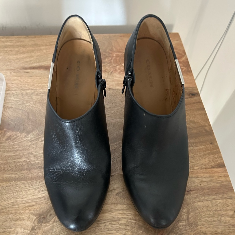 Coach Elegant Black Leather Booties
